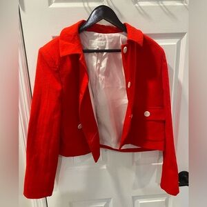 Zara Bright Red Cropped Blazer, Extra Large
